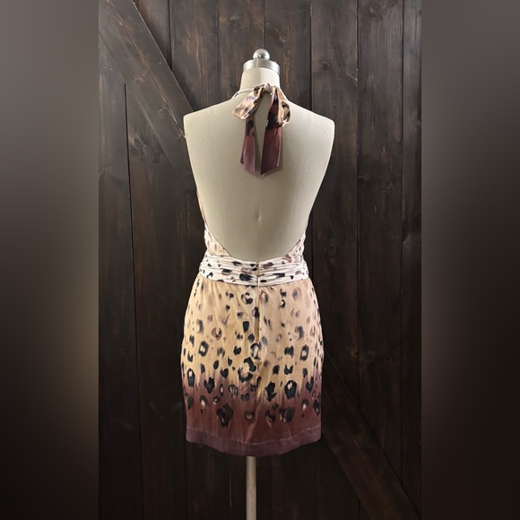 Bebe Leopard Print Halter Dress - Picture 2 of 2